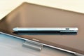 Huawei logo on screen of MediaPad M5 Pro with Stylus pen. Royalty Free Stock Photo